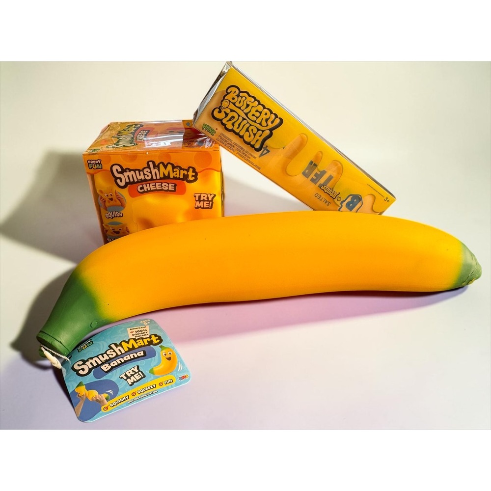 RMS SmushMart Banana Squishy SmushMart Cheese Buttery Squish Bundle Sensory New